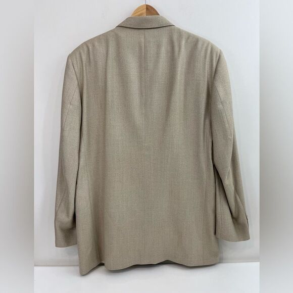 Vintage Oscar de la Renta 3 Button Sport Coat, Beige Silk-Wool Blazer - Picture 4 of 11